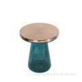 Glass center gold side Table by toughened glass